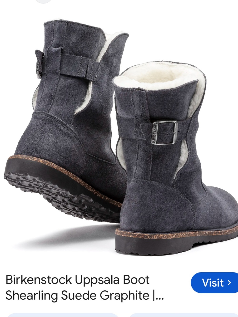 Birkenstock Uppsala Shearling Suede Winter Boots in Graphite Gray.$200